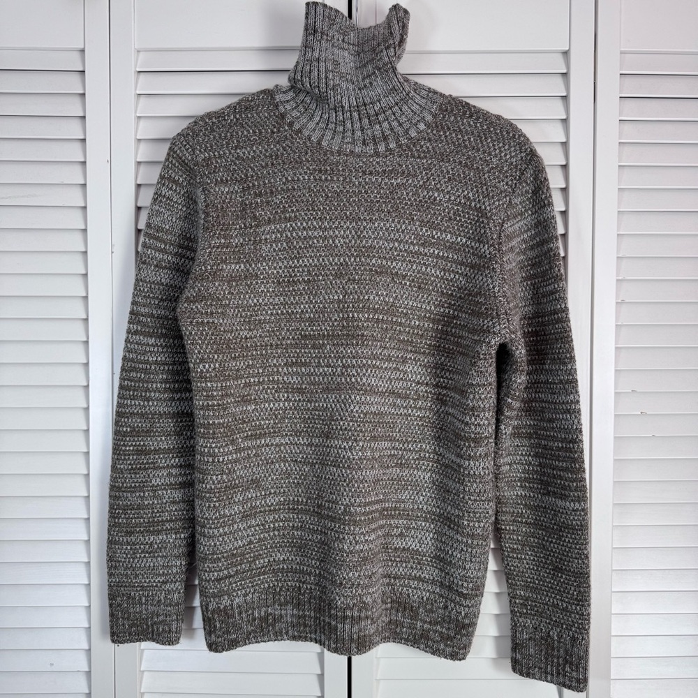 Berna Turtleneck Wool Blend Italian Sweater Slim Fit Gray Sage Cozy Large NWOT
